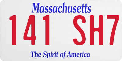 MA license plate 141SH7