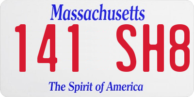 MA license plate 141SH8