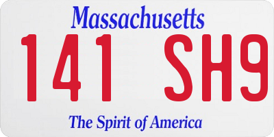 MA license plate 141SH9