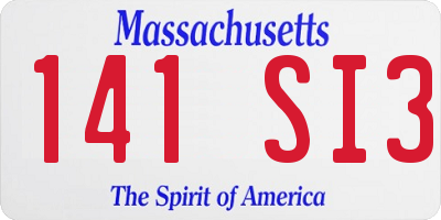 MA license plate 141SI3