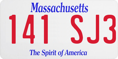 MA license plate 141SJ3