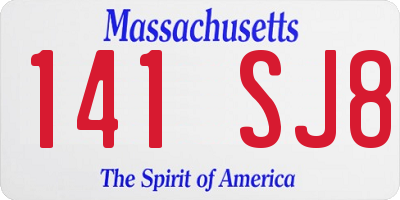 MA license plate 141SJ8