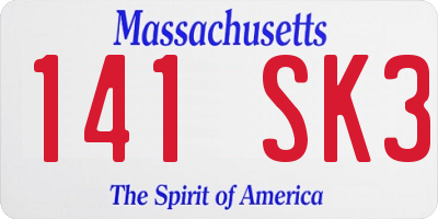 MA license plate 141SK3
