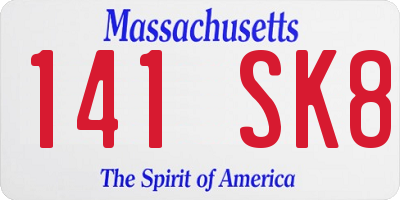 MA license plate 141SK8