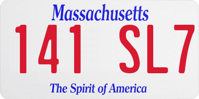 MA license plate 141SL7