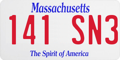 MA license plate 141SN3