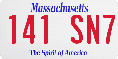MA license plate 141SN7