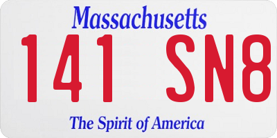 MA license plate 141SN8