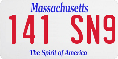MA license plate 141SN9
