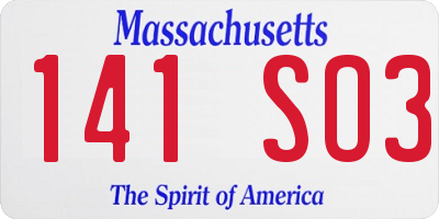 MA license plate 141SO3