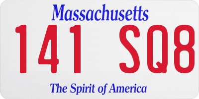 MA license plate 141SQ8