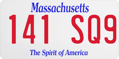 MA license plate 141SQ9