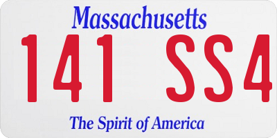 MA license plate 141SS4