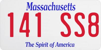 MA license plate 141SS8