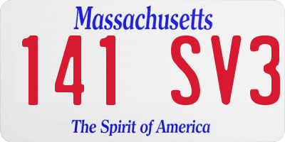 MA license plate 141SV3
