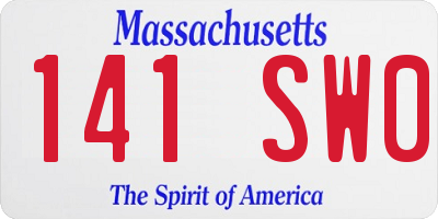 MA license plate 141SW0