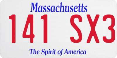 MA license plate 141SX3