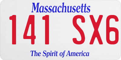 MA license plate 141SX6