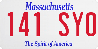 MA license plate 141SY0