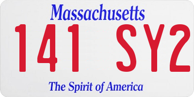 MA license plate 141SY2