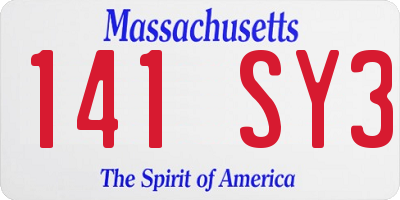 MA license plate 141SY3