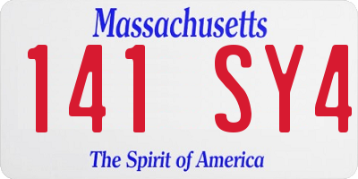 MA license plate 141SY4
