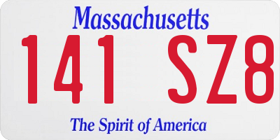 MA license plate 141SZ8