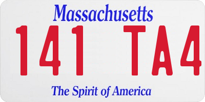 MA license plate 141TA4