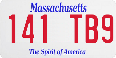 MA license plate 141TB9