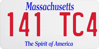 MA license plate 141TC4