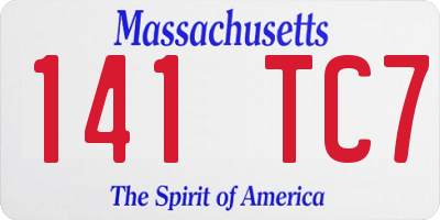 MA license plate 141TC7