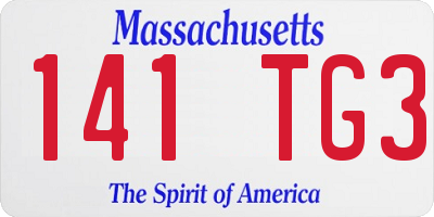 MA license plate 141TG3