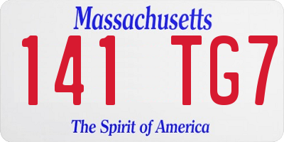 MA license plate 141TG7