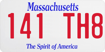 MA license plate 141TH8