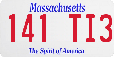 MA license plate 141TI3