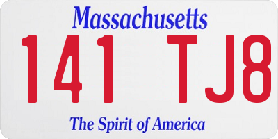MA license plate 141TJ8