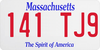 MA license plate 141TJ9