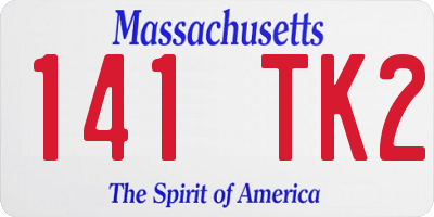 MA license plate 141TK2