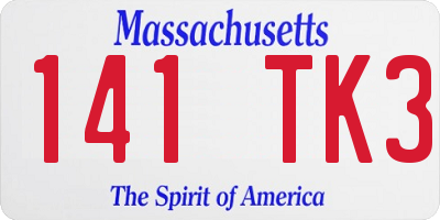 MA license plate 141TK3