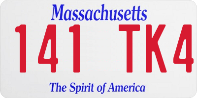 MA license plate 141TK4