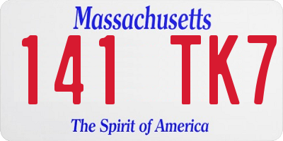MA license plate 141TK7
