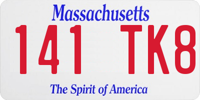 MA license plate 141TK8