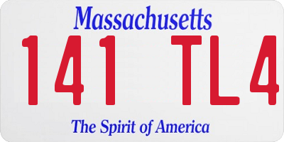 MA license plate 141TL4