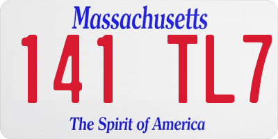 MA license plate 141TL7