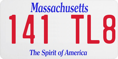 MA license plate 141TL8