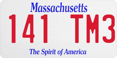 MA license plate 141TM3