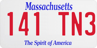 MA license plate 141TN3