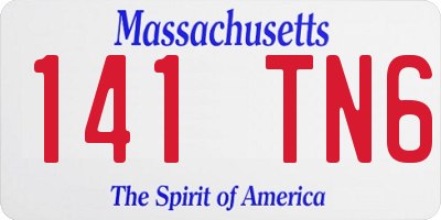 MA license plate 141TN6