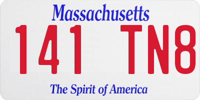 MA license plate 141TN8
