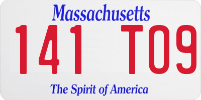 MA license plate 141TO9